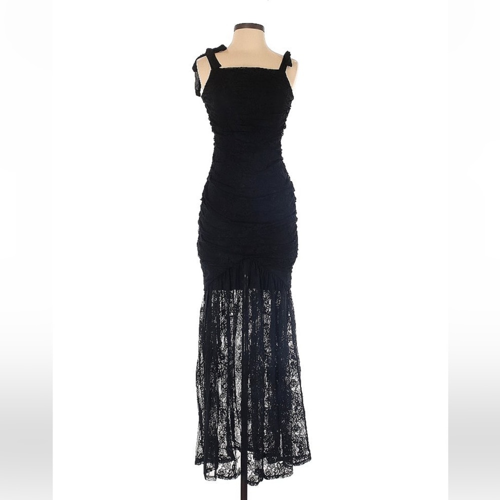 NWT XS black long lace NBD dress
